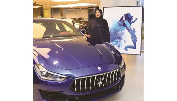 Noted Qatari artist Muna al-Bader at the Maserati showroom at a recent collaboration with the Italian car company. PICTURE: Shaji Kayamkulam