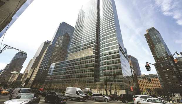 The New York City headquarters of Goldman Sachs. Goldman reported a jump in third-quarter profits yesterday, behind robust gains in its financial advisory and trading divisions, capping a strong week of results for large US banks.
