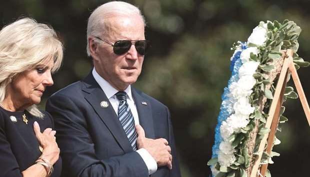 President Joe Biden and first lady Jill Biden at the 40th annual National Peace Officersu2019 Memorial Service at the US Capitol yesterday. (Reuters)
