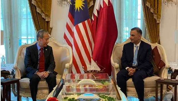 The Speaker of the House of Representatives of the Malaysian Parliament Azhar Azizan meets with HE the Ambassador of Qatar to Malaysia Fahad bin Mohammed Kafoud