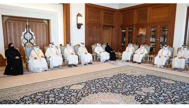 His Highness the Amir Sheikh Tamim bin Hamad Al-Thani with Their Excellencies the Ministers