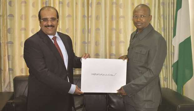 HE the Chief of Protocol at the Ministry of Foreign Affairs of Nigeria Bello Kazaure received a copy of the credentials of Dr Ali bin Ghanem al-Hajri as ambassador extraordinary and plenipotentiary of Qatar to Nigeria.