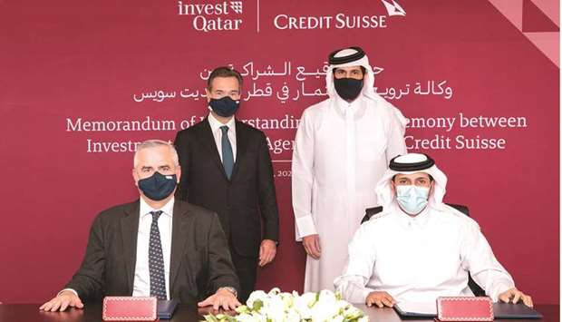 The MoU was signed by Sheikh Ali Alwaleed al-Thani, chief executive, IPA Qatar and Thomas Gottstein, chief executive of Credit Suisse Group, in the presence of HE Ali bin Ahmed al-Kuwari, Minister of Finance; HE Sheikh Mohamed bin Hamad bin Qassim al-Abdullah al-Thani, Minister of Commerce and Industry and chairman of IPA Qatar, and Antonio Horta-Osorio, chairman of Credit Suisse.