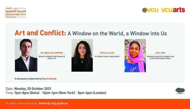 The online event will tackle the theme Art and Conflict: A Window on the World, A Window Into Us, with a panel of local, regional, and international experts sharing their perspectives.