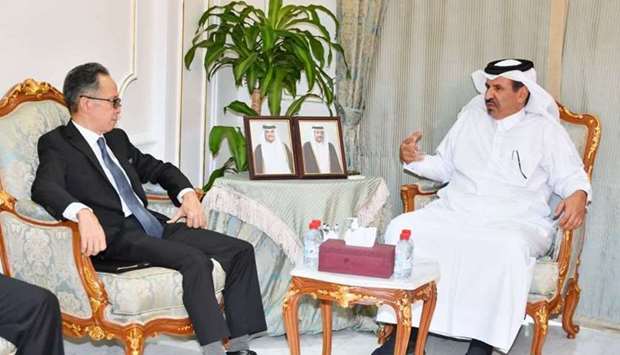Qatar Chamber first vice chairman Mohamed bin Towar al-Kuwari during a meeting with Indonesia's Vice Minister for Foreign Affairs, Mahendra Siregar at the chamberu2019s Doha headquarters.