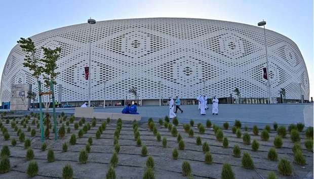 The Al Thumama Stadium Friday evening, ahead of the inauguartion ceremony. PICTURE: Naushad Thekkayil