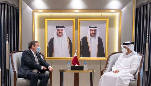HE the Deputy Prime Minister and Minister of Foreign Affairs Sheikh Mohammed bin Abdulrahman Al-Thani meets with the Director-General of the United Nations Development Program Achim Steiner