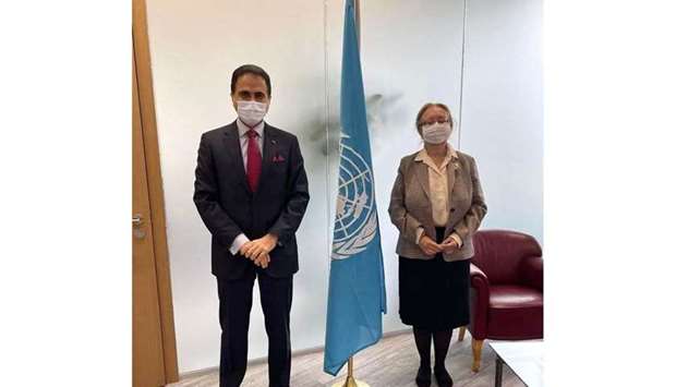 The Director-General of the UN Office in Geneva, Tatiana Valovaya, met with HE the Permanent Representative of Qatar to the UN Office and other international organisations, Ali Khalfan al-Mansouri.