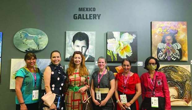 Mexican ambassador Graciela Gomez Garcia with Mexican artists participating at QIAF 2021.