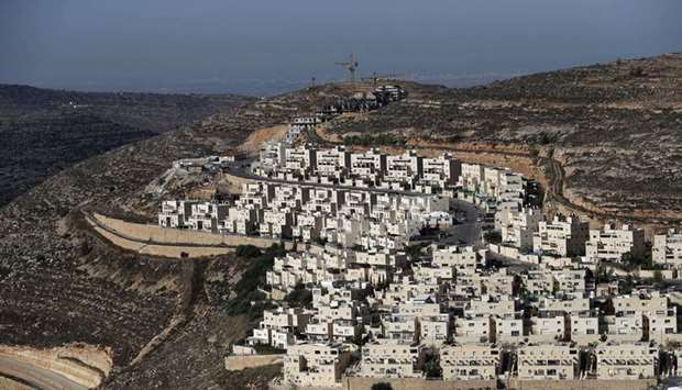 This file photo taken on November 19, 2019, shows a view of the Israeli settlement of Givat Zeev, near the Palestinian city of Ramallah in the occupied West Bank.