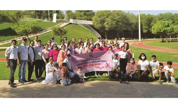 Bunts Qatar, an associate organisation of the Indian Cultural Centre, conducted a breast cancer awareness walkathon at Qatar Foundation's Oxygen Park recently.