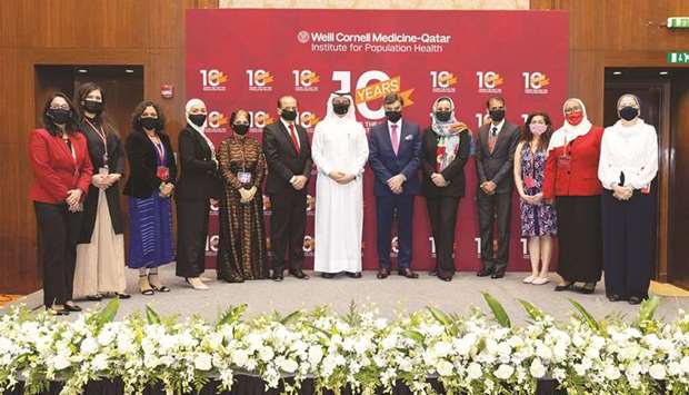 Team members of IPH with Sheikh Dr Mohammed bin Hamad al-Thani and WCM-Q dean, Dr Javaid Sheikh.
