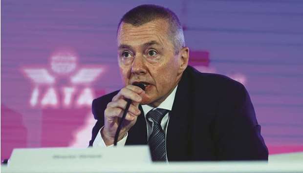 Willie Walsh, director general of the International Air Transport Association, speaks at the IATAu2019s Annual General Meeting in Boston yesterday.