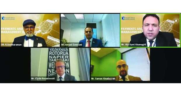 Doha Bank CEO Dr R Seetharaman joins experts during a recently held webinar.