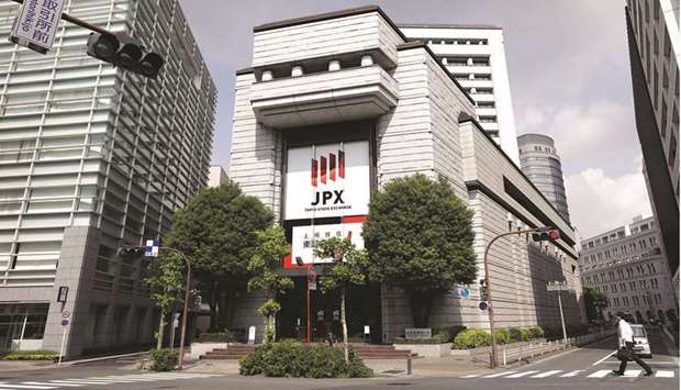 An external view of the Tokyo Stock Exchange. The Nikkei 225 closed down 1.1% to 27,528.87 points yesterday.