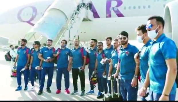 The Afghan cricket team before boarding the flight.