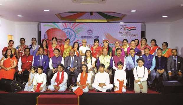 The performers with officials.