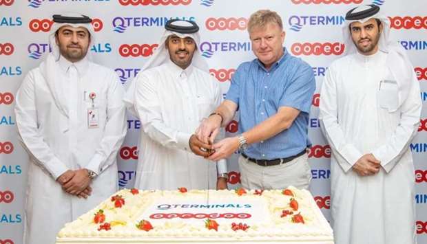 The completion of Phase 1 rollout was celebrated recently with a cake-cutting ceremony, attended by Sheikh Nasser bin Hamad bin Nasser al-Thani, chief commercial officer at Ooredoo, and Neville Bissett, Group CEO at QTerminals.