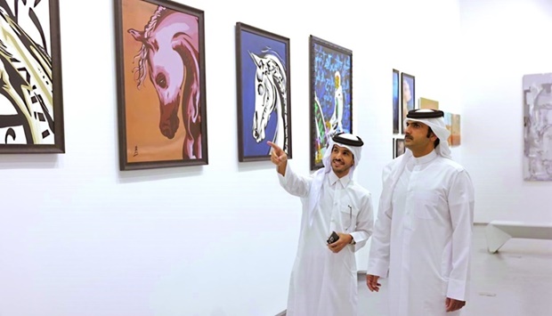 HE the Minister of Culture Sheikh Abdulrahman bin Hamad al-Thani tours the A M Gallery