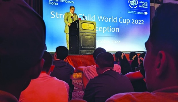 British ambassador Jon Wilks speaks at the reception.