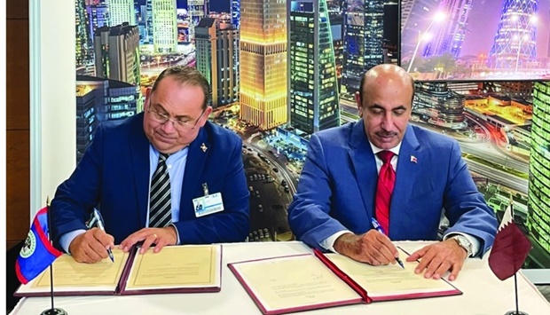 The agreement was signed by HE the Minister of Transport Jassim bin Seif bin Ahmed al-Sulaiti and Belize's Minister of Economy and Civil Aviation Hon Andre Perez.