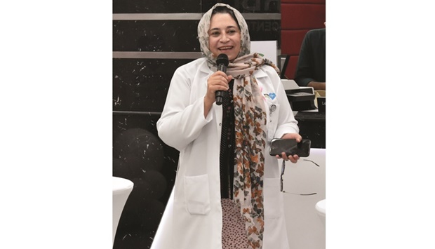 Dr Sara Ghorbani addressing the breast cancer awareness day on Wednesday. PICTURE: Thajudheen.