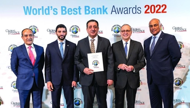 Commercial Bank's high-level delegates attending the awarding ceremony were board member Mohamed Ismail Mandani al-Emadi; Group CEO Joseph Abraham; executive general manager and head (International Banking) Fahad Badar; and executive general manager and head (Treasury and Investments) Parvez Khan.