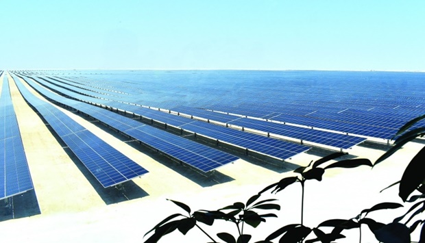 A general view of the 800MW-peak solar plant in Al Kharsaah. PICTURES: Thajudheen