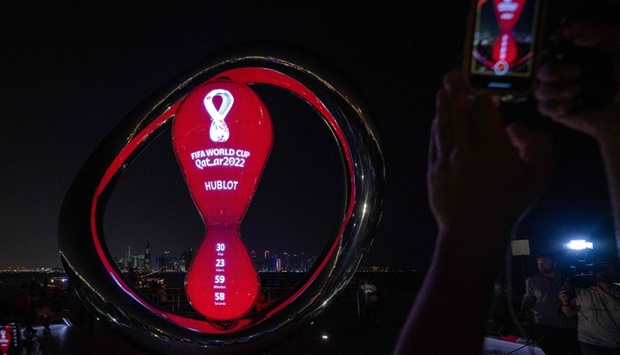 The World Cup countdown clock shows 30 days, on the Doha Corniche on Thursday.