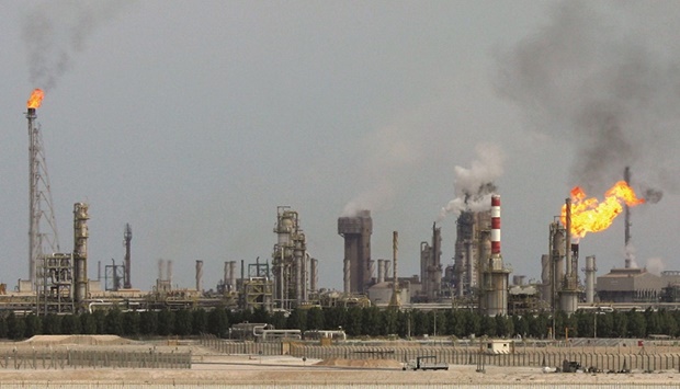 This file photo taken on February 1, 2006 shows an oil refinery on the outskirts of Doha. Qatar's industrials sector continued to display robust performance in August on an annualised basis, mainly drawing strength from the hydrocarbons sector, according to the official data.