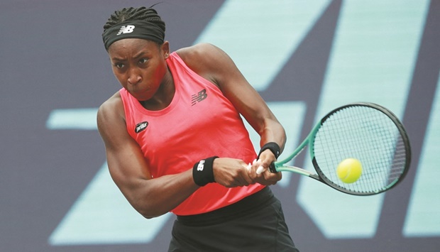 USAu2019s Coco Gauff in action during her second round match against Italyu2019s Elisabetta Cocciaretto at the Guadalajara Open. (Reuters)