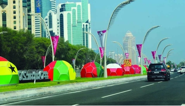 The Doha Corniche showcases an array of decorations and installations, reflecting the increasing excitement for the upcoming World Cup. PICTURES: Shaji Kayamkulam