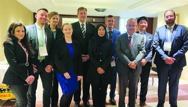 HE the Minister of Public Health Dr Hanan Mohamed al-Kuwari with other delegates in Berlin.