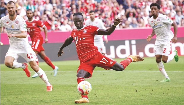 Bayern Munichu2019s Sadio Mane scores against Mainz. (Reuters)