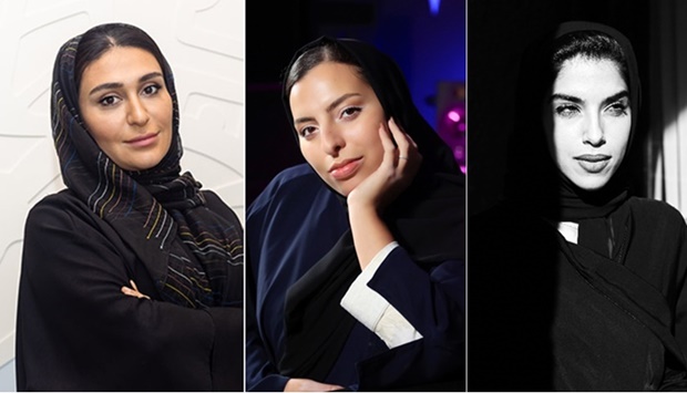From left: Fatma al-Jaidah, Aisha al-Ziani, Bouthayna al-Muftah