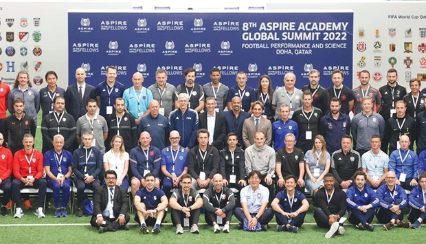 Participants and FIFA guests pose during the 8th Aspire Academy Global Summit yesterday.