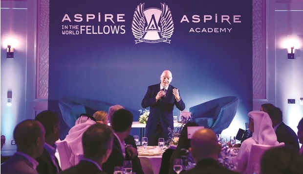 FIFA president Gianni Infantino addressing the Aspire Academy Global Summit 2022.
