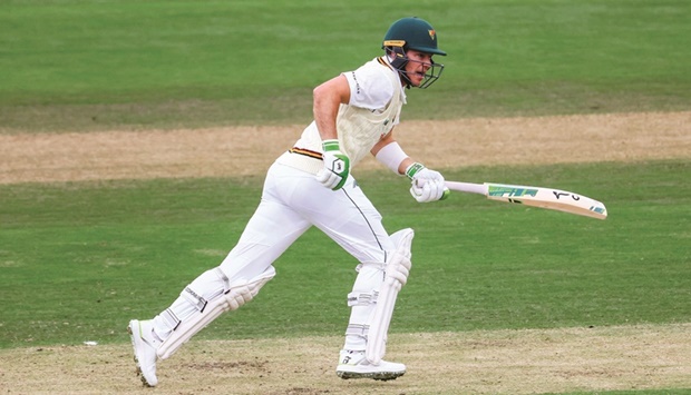 Tasmaniau2019s Tim Paine in action during a Sheffield Shield match against Queensland at the Alan Border Field in  Brisbane yesterday. (AFP)