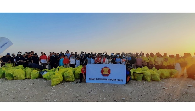 The Asean Committee in Doha (ACD), represented by diplomats from seven countries, and the Doha Environmental Actions Project (Deap Qatar) co-organised a clean-up initiative at the Singing Sand Dunes, located 40 km southwest of Doha on Saturday.
