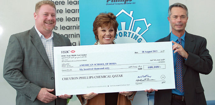  (From left) Dr Leever, Dr Welch and Sharp with the donation cheque.