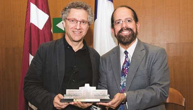 Dr Peter L Galison (left) and Dr Cesar Malave at Tamuqu2019s lecture series.