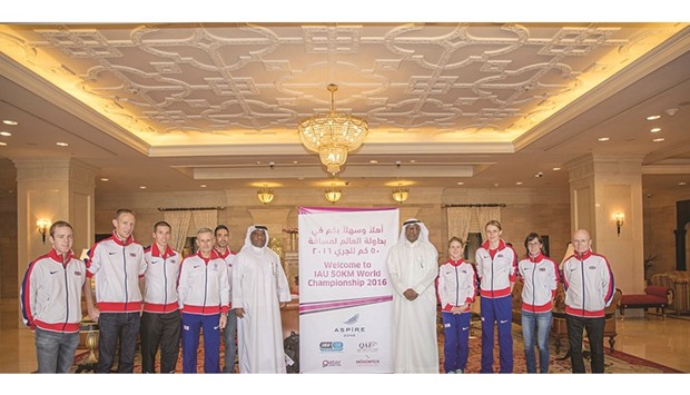 Aspire Zone Foundationu2019s manager of Events Abdullah al-Khater welcomes the British delegation upon arrival in Doha.