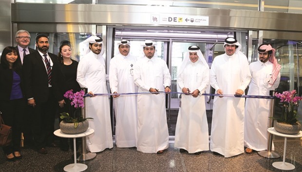 Hamad International Airport (HIA) today starts operating its dual trains to reduce travel time through the terminal for both arriving, departing as well as transferring passengers. Qatar Airways Group CEO Akbar al-Baker yesterday led the ribbon-cutting ceremony during the inauguration of the trains. PICTURE: Jayan Orma