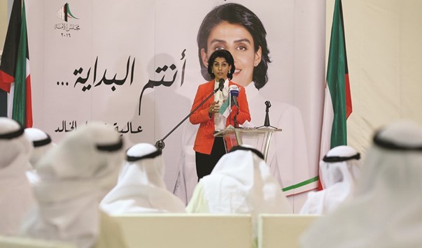 Kuwaiti female candidate Alia al-Khaled speaks during a campaign meeting in Kuwait City. More than 30 prominent Islamist and liberal opposition figures and former lawmakers have registered to run in the November 26 polls.