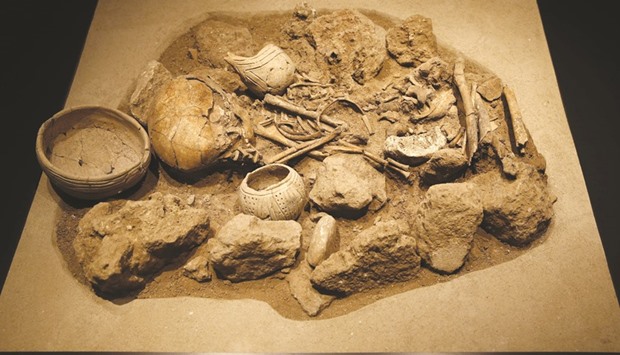 A cradle tomb on display in the newly inaugurated basement section of Beirutu2019s National Museum. The museum has a collection of 31 anthropoid sacrophagi, the most important single collection of this type in a museum today. These sacrophagi were built in Sidon workshops between the 6th and the 4th century BC.