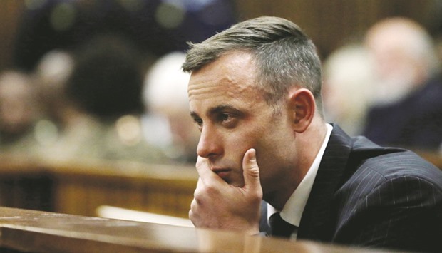A June 13, 2016, file photo of South African Paralympian Oscar Pistorius in the dock during his sentencing hearing at the Pretoria High Court.