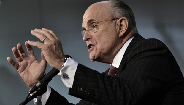 Former New York City mayor Rudy Giuliani speaking at a rally in Ambridge, Pennsylvania last month.