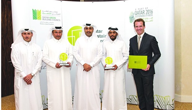 Msheireb Properties management team during the u20181st Annual Qatar Sustainability Awardsu2019 ceremony.