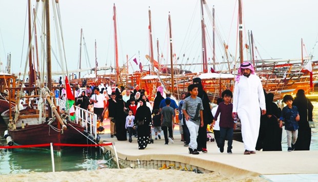 Dhows attract a large number of visitors during the opening of the festival. PICTURE: Jayaram