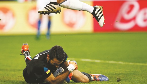 Italyu2019s Gianluigi Buffon in action.